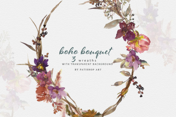 Boho Floral Frames and Wreaths Illustrations