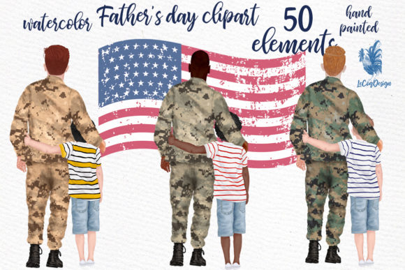 Father and Son Father's Day Clipart & Illustrations