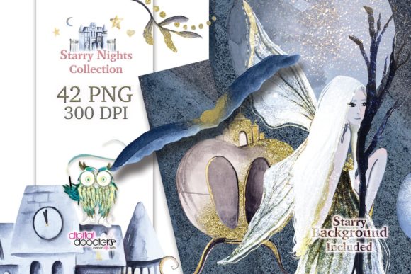 Glitter Starry Nights Graphics & Illustrations