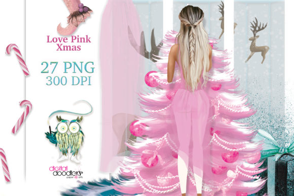 Love Pink Xmas Graphics: Festive Illustrations