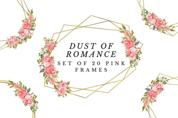 Pink Romantic Geometric Gold Frames Illustrations