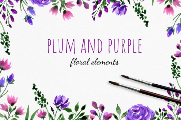 Plum and Purple Flowers Clipart & Illustrations
