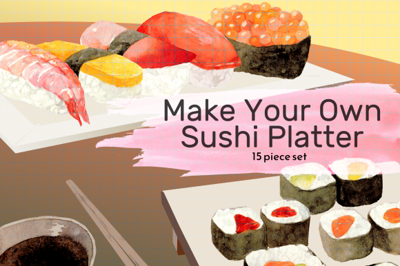 Sushi Platter Clipart Set & Illustrations