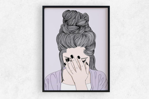 Wall Art - Woman Crying Sad Illustrations