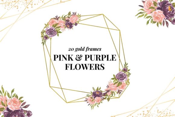 Wedding Polygonal Rose Frames & Illustrations